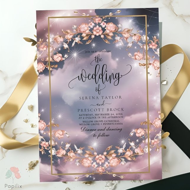 Elegant Mystic Blommigt Garden Wedding Inbjudningar (Skapare uppladdad)