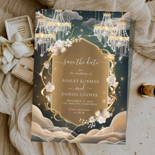 Elegant Mystic Opulent Crystals Save Date Inbjudningar