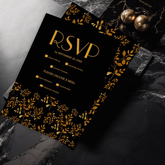 Elegant Mystical Black Guld Clouds Måne Bröllop OSA Kort (Skapare uppladdad)