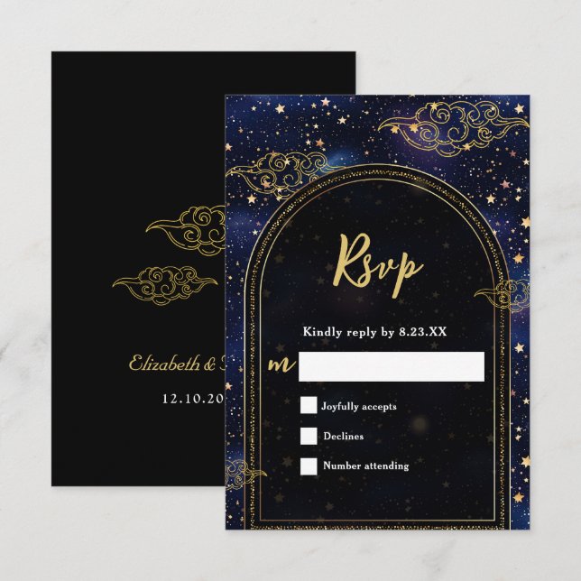 Elegant mystiskt celestial bröllop OSA kort (Fram/baksida)