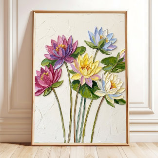 Elegant Näckroskonst, Boho Botanisk Väggdekor Poster