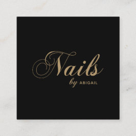 Elegant Nagel by "Namn" QR Code Social Media Black Fyrkantigt Visitkort