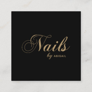 Elegant Nagel by "Namn" QR Code Social Media Black Fyrkantigt Visitkort