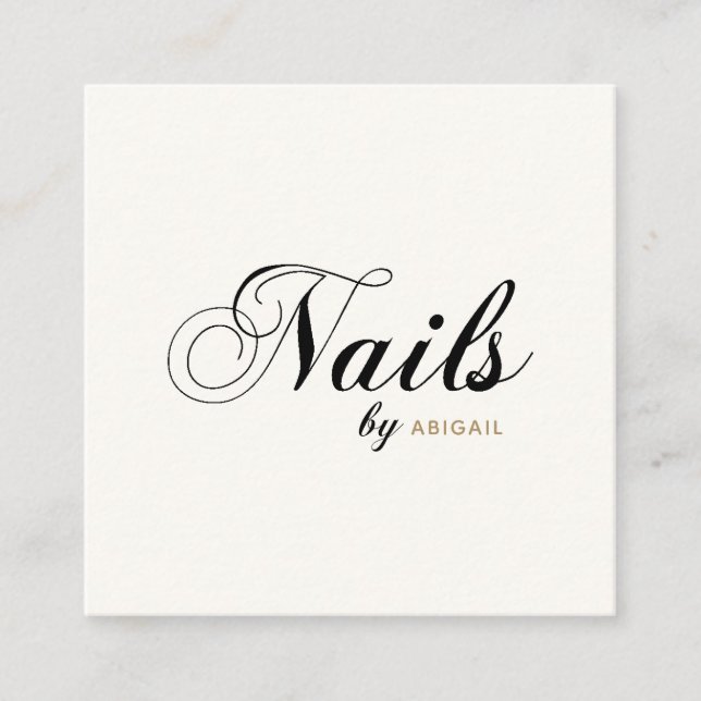 Elegant Nagel by "Namn" QR Code Social Media Ivory Fyrkantigt Visitkort (Framsida)