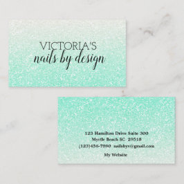 Elegant Nagel Tech Mint Grönt Glitter Affärskort Visitkort