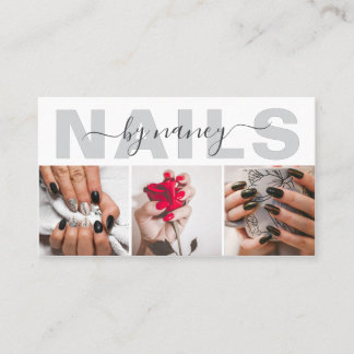 Elegant nagelkonstnär foto collage Qr kod logotyp  Visitkort