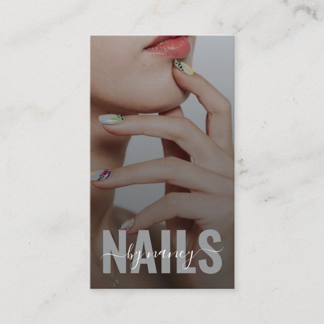 Elegant Nagelkonstnär Foto Monogram Qr Kod  Visitkort (Framsida)