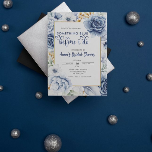 Elegant Något Blått Innan Jag Gör Bröllopsdusch Inbjudningar (Elegant Something Blue Before I Do Bridal Shower)
