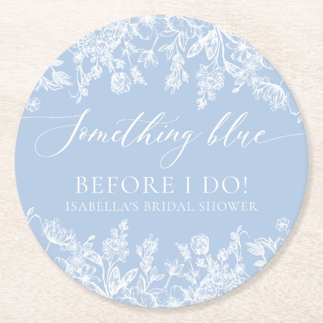 Elegant något blått innan jag gör Möhippa Underlägg Papper Rund (Framsidan)