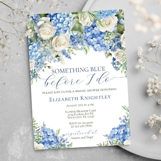 Elegant något Blue Hydrangea-Möhippa Inbjudningar (Skapare uppladdad)