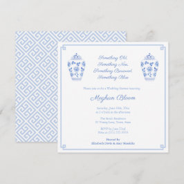 Elegant något Möhippa med blå vattenfärg Inbjudningar