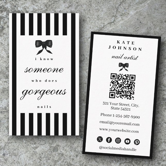 Elegant Nail Artist Beaty Salon Manicure QR Code  Visitkort (Elegant Nail Artist Beaty Salon Manicure QR Code Business Card)