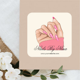 Elegant Nail Artist Manicurist Beauty Salon Promo Fyrkantigt Klistermärke