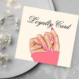 Elegant Nail Artist Manicurist Salon Loyalty Card Fyrkantigt Visitkort