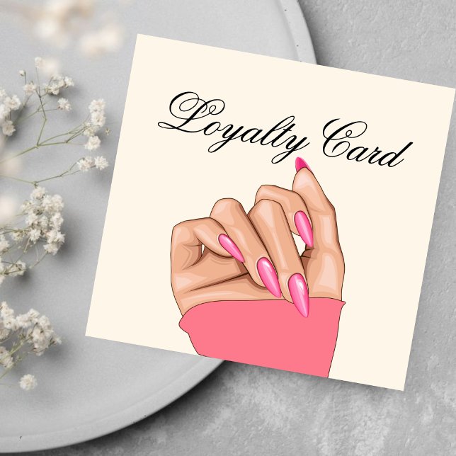 Elegant Nail Artist Manicurist Salon Loyalty Card Fyrkantigt Visitkort (Skapare uppladdad)