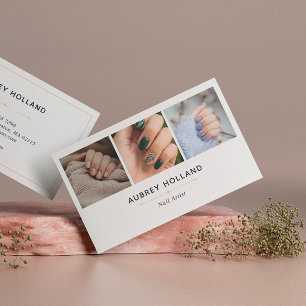 Elegant Nail Artist Photo Collage Visitkort