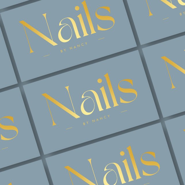 Elegant Nail Salon Dusty Blue Visitkort (Skapare uppladdad)