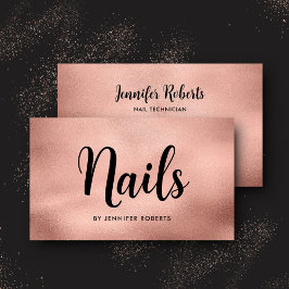 Elegant Nail Salon Ro Guld Skripttypografi Visitkort