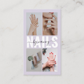 Elegant Nail Technician Photo Collage Qr Code  Visitkort