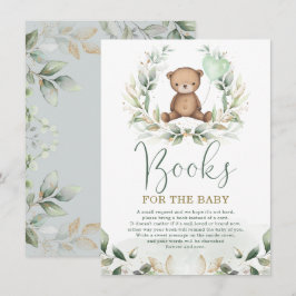 Elegant Nalle Greenery Guld Bokar för Baby Tilläggskort