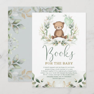 Elegant Nalle Greenery Guld Bokar för Baby Tilläggskort