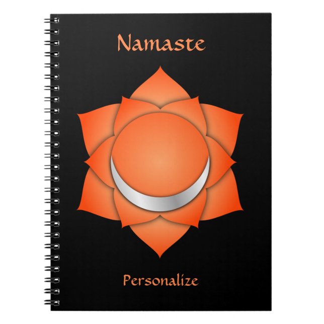 Elegant Namaste Orange Sacral Chakra Personalize Anteckningsbok (Framsidan)