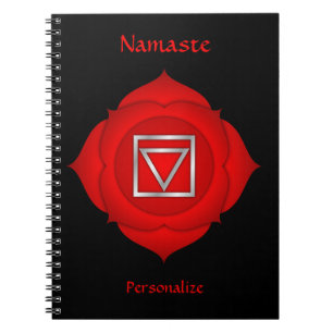 Elegant Namaste Red Root Chakra Personalize Anteckningsbok