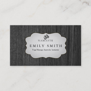 Elegant Namaste Yoga Mörk Wood Background Visitkort