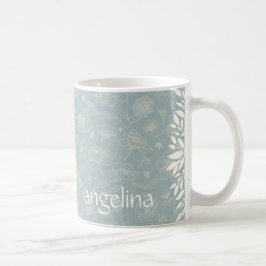 Elegant Name Floral Mug in Sage Green Kaffemugg