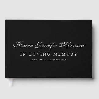 Elegant Name Gray Script Black In Loving Memory Gästböcker