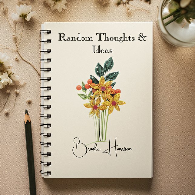 Elegant Name || Modern Paper Quilled Flowers Anteckningsbok (Skapare uppladdad)