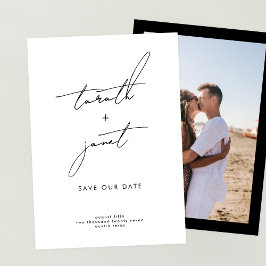 ELEGANT NAMN | 2 Foto QR-kod, Spara VÅR Datum Inbjudningar