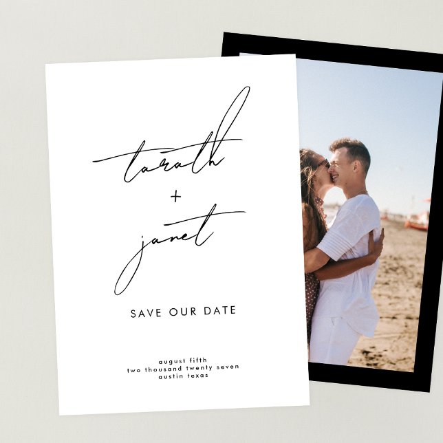 ELEGANT NAMN | 2 Foto QR-kod, Spara VÅR Datum Inbjudningar (Skapare uppladdad)