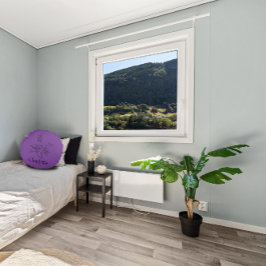 Elegant namn botaniska linans svarta lavender rund kudde