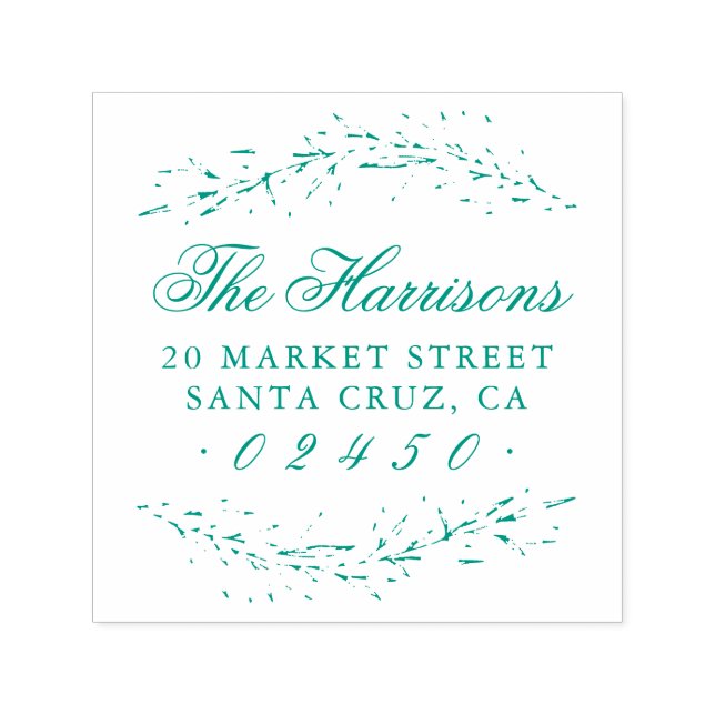 Elegant Namn Botaniskt Returadress Självfärgande Stämpel (Design)