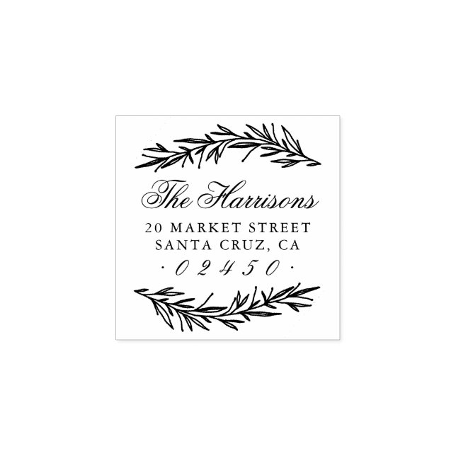 Elegant Namn Botaniskt Returadress Stämpel (Tryck)