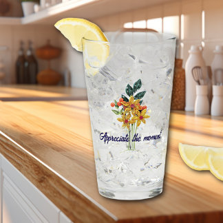 Elegant Namn Citat Papper Quillade Blommor 16oz Pi Glaskopp