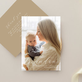 Elegant Namn Ett Foto Formellt Födelseannons Tack Kort
