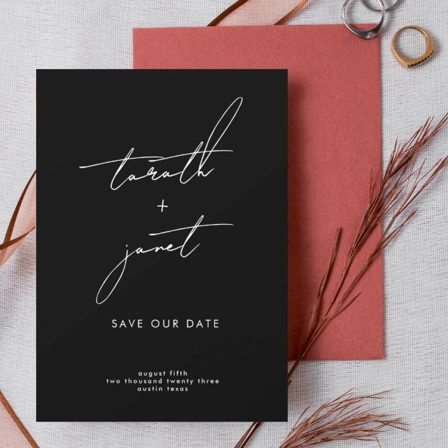 ELEGANT NAMN | Foto QR-kod, Spara VÅR Datum Inbjudningar (Skapare uppladdad)