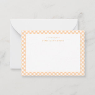 Elegant namn Gingham Baby brevpapper Notkort Anteckningskort