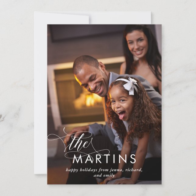 Elegant Namn | Helgdag-kort med foto Julkort (Framsida)