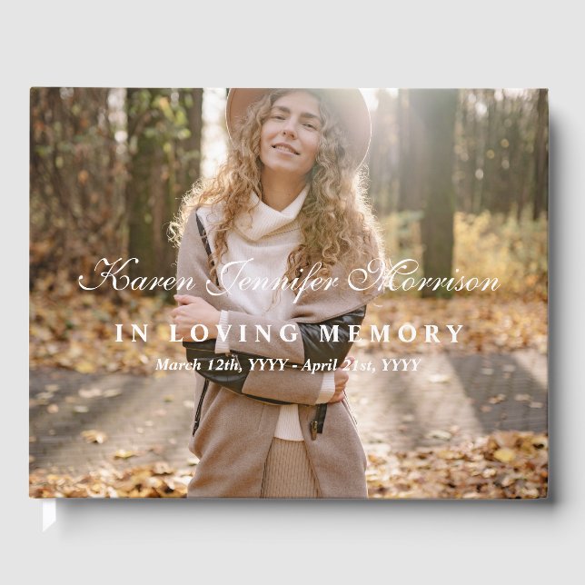 Elegant Namn i skript- och foto-invändigt lagrings Gästböcker (Framsida)