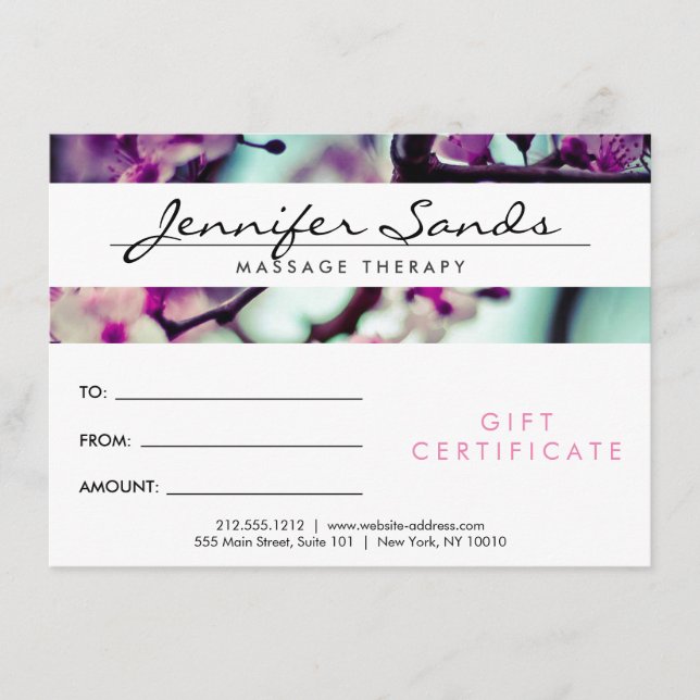 ELEGANT NAMN med CHERRY BLOMMARS Gift Certificate (Framsida)
