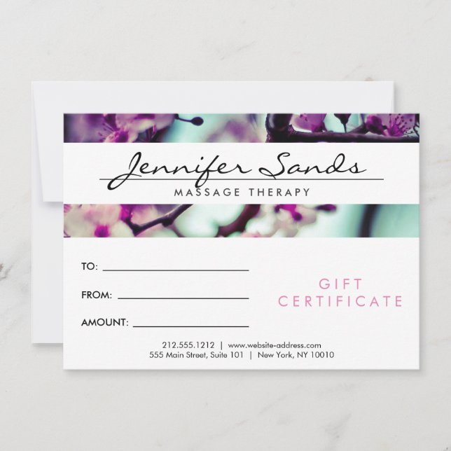 ELEGANT NAMN med CHERRY BLOMMARS Gift Certificate (Framsida)