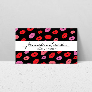Elegant Namn med Glam Lip Print for Makeup Artist Visitkort