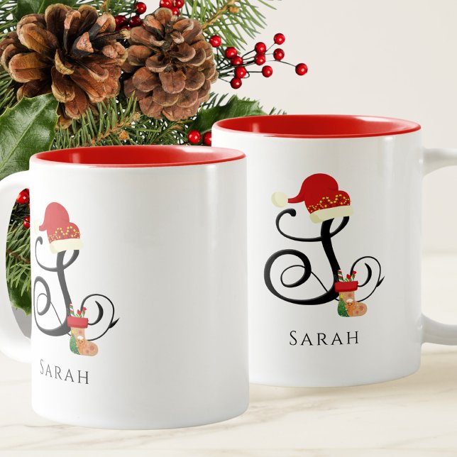 Elegant namn modern initialbokstav S jul Två-Tonad Mugg (Skapare uppladdad)