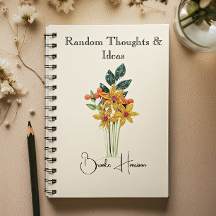 Elegant Namn Moderna Pappersblommor Quilled Anteckningsbok