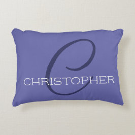 Elegant Namn Monogram C Inledande periwinkle Blue Prydnadskudde