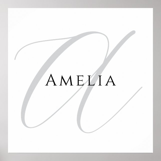 Elegant namn monogram initial bokstav kalligrafi poster (Framsidan)
