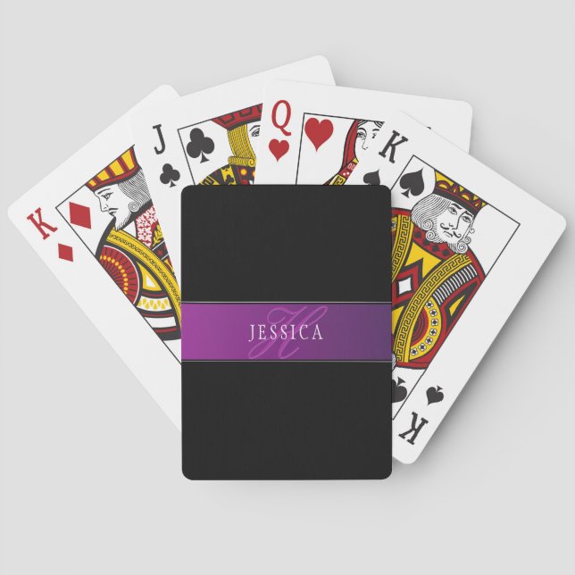 Elegant namn & monogram initialer casinokort (Baksidan)
